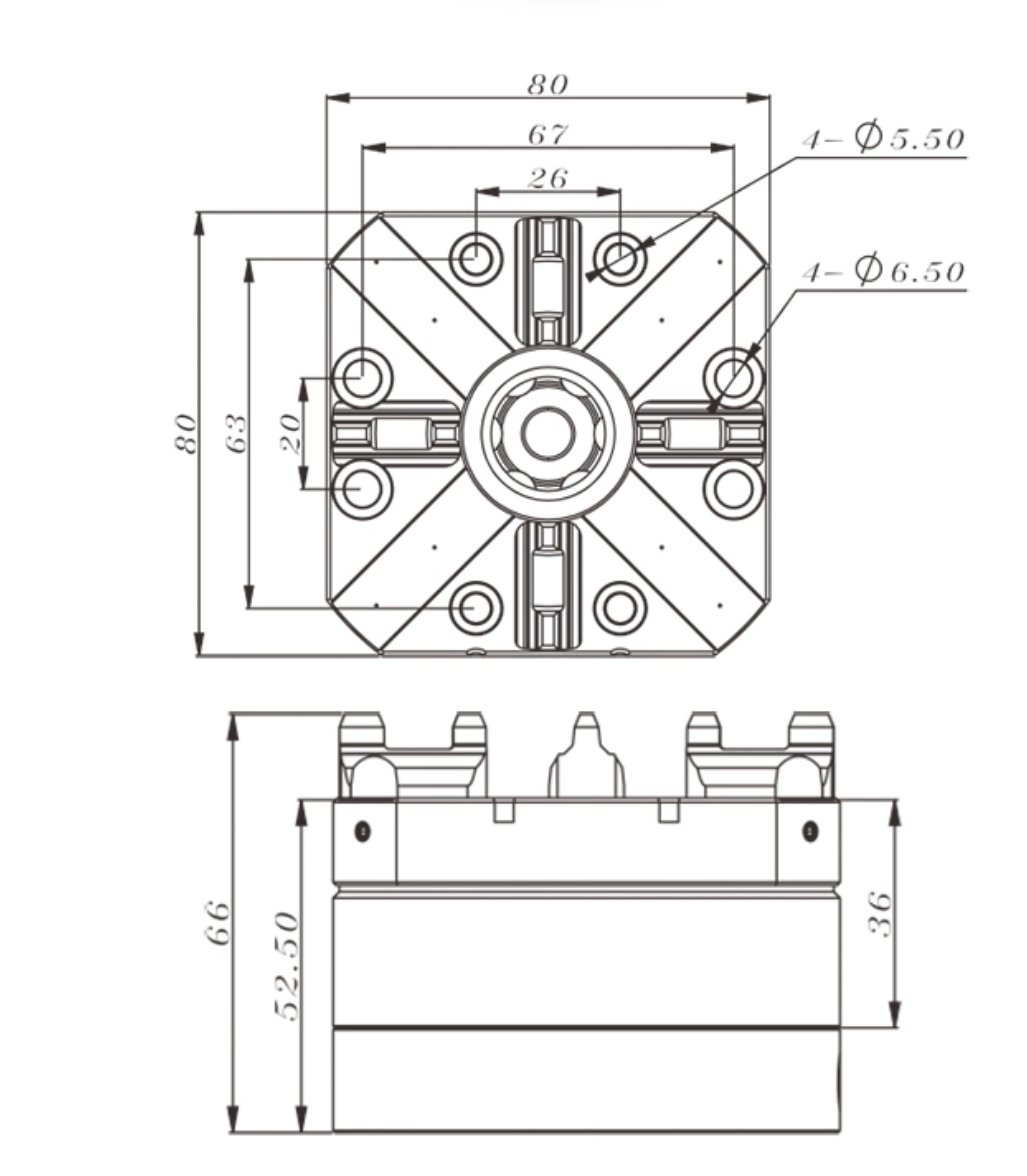 80 square type single head pneumatic chuck ER-007521